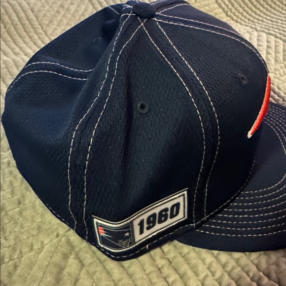 New Era New England Patriots Navy Blue flat brim fitted Hat never worn 7 5/8 - Picture 3 of 6